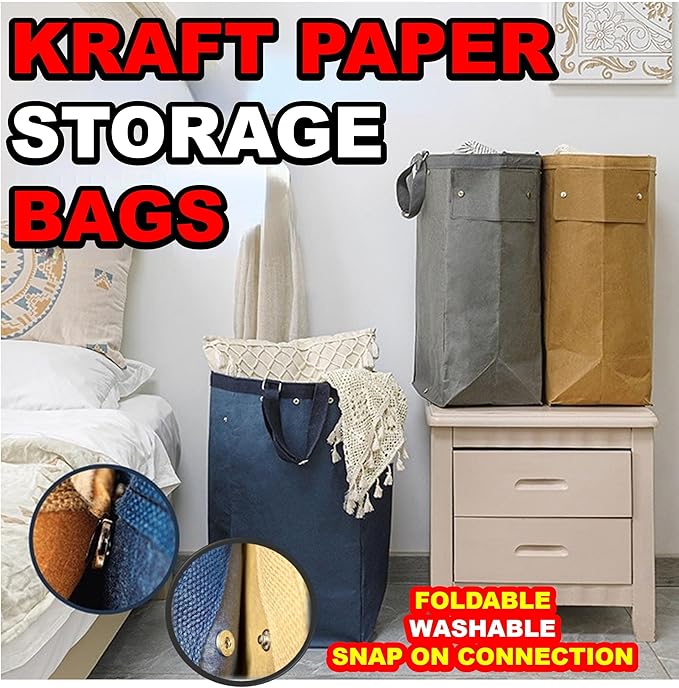 Kitchen Recycling Bin, Large Washable Paper Bags - Sturdy, Foldable, Space-Saving - Multipurpose Trash Can for Kitchen, Garden, and Indoor Use, 4 Colors, 4 Packs/Set