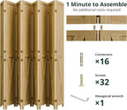 Cozy Castle Wood Room Divider, 8 Panels Folding Privacy Screen, 66.9'' Wall Divider, Barnwood Room Separator, Freestanding Partition, Temporary Wall for for Home Office Restaurant Decorative, Natural