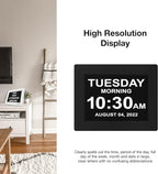 American Lifetime Large Digital Wall Clock for Seniors, Black Polished, 8-Inch High Resolution Display, Easy to Read, Customizable Alarms, Auto-Dimming, Multi-Language Support, Battery Backup