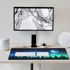 Gaming Mouse Pad,Large Mouse Pads for Desk,Non-Slip Rubber Base Extended Mousepad,XXL Keyboard Mouse Mat,Stitched Edges Computer Keyboard Desk Pad,35.4x15.8inch,Forest Moonlight