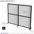 VIVO Modular Wall System, 2 PET Panels, Modern Professional Office Cubicle Dividers, Freestanding Privacy-Screen, 66 inches High, Light Gray, Black Frame, PP-MWS63B