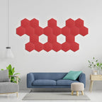 Hexagonal Acoustic Panels-12 Pack High-Density Sound Absorbing Panels 12"X10"X0.4" for Enhanced Noise Reduction, DIY Design, Idea for Studios, Offices, and Home Theaters(Cherry Red)