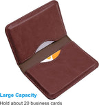 Wisdompro Business Card Holder, 2-Sided PU Leather Folio Name Card Holder Wallet Case with Magnetic Shut for Men and Women, Ultra Slim and Thin