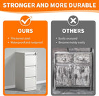 OPTYMIRA 3 Drawer File Cabinet with Lock,White Metal Filing Cabinets Heavy Duty Locking Vertical File Cabinet Home Office Steel Storage Cabinet for Legal/Letter Size File,Assembly Required