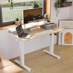 Claiks Electric Standing Desk with 2 Drawers, Adjustable Standing Desks with Storage, Height Adjustable Stand up Desk for Home Office with 2 Hooks,48 Inch Natural