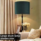 Green Velvet Lampshades Set of 1 Large Drum Lamp Shade 16" Top x 16" Bottom x 12" High (Spider) Modern Lamp Shade - Ideal for Table & Floor Lamps - Lampshades Replacement - By GO&SO