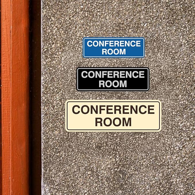 Standard Conference Room Sign - White/Red - Medium 10 Pack