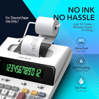CATIGA 12 Digit Thermal Printing Calculator with Tape Print Out, Ink-Free Adding Machine, 5X Faster Quite at 8.0 LPS, Extra Large Fluorescent Display, Tax Calculation with Clock and Calendar, SP-2401