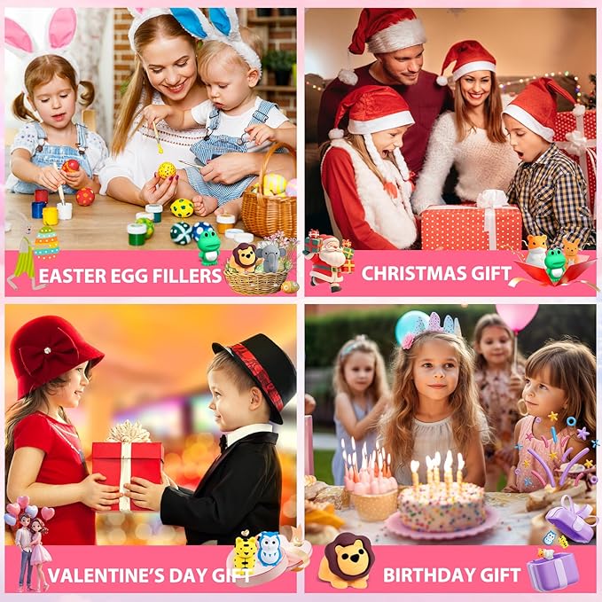 90Pcs Animal Erasers Bulk Cute Desk Pets Kids Puzzle Erasers Take Apart Cool 3D Eraser Mini Pencil Eraser Fun Party Favors for School Supplies Classroom Rewards Easter Egg Fillers Gifts