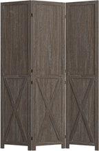 Cozy Castle Wood Room Divider, 3 Panels Folding Privacy Screen, 66.9'' Wall Divider, Barnwood Room Separator, Freestanding Partition, Temporary Wall for Decorative, Rustic Brown