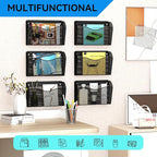 GDINDINFAN 3 Single Pocket Wall File Holder, Mesh Hanging File Folder Paper Organizer, Vertical Wall Mounted Mail Basket, Storage Organization Magazine Rack for Office, Home and School, Black