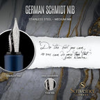 Scriveiner Luxury EDC Fountain Pen (Medium), Stunning Matt Blue Pocket Pen, Chrome Finish, Schmidt German Nib, Converter, Best Writing Pen Gift Set for Men & Women, Nice Fancy Office Designer Pen