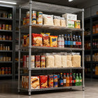 M MZG 5 Tiers Shelf 1750 lbs Steel Storage Shelving Utility Shelving Unit Steel Organizer Wire Rack for Home,Kitchen,Office,Garage Chrome 17.7" D x 47.2" W x 72.4" H