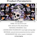 Black Mouse Pad Mushroom Desk Pad Skull Skeleton Purple Pc Laptop Office Keyboard Mouse Pads, Large Gaming Setup Office Extra Large Deskmat Laptop Mousepad 31.5x15.8 in-with Stitched Eges