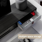 Fenge Dual Monitor Stand with 2 Drawers, 42.5 Inches Large Computer Riser for Desk, Adjustable Height Desk Shelf with Storage for Laptop, PC, TV, Printer