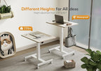 YDN Mobile Mobile Standing Desk, Adjustable Height Portable Laptop Desk with Lockable Wheels, 25.5" x 18.8" Rolling Desk with Hook for Computer Workstation, Natural