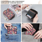 APHISON RFID Credit Card Holder Wallets for Women Leather Zipper Card Case for Ladies Keychain Wallet