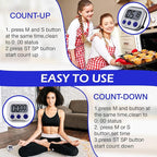 Leumoi 24 Pcs Digital Kitchen Timers Magnetic Back Timers Bulk Large Screen Loud Alarm On/Off Switch Minute Second Count up Countdown Memory Setting for Cooking Classroom Exercise (Sliver and Blue)