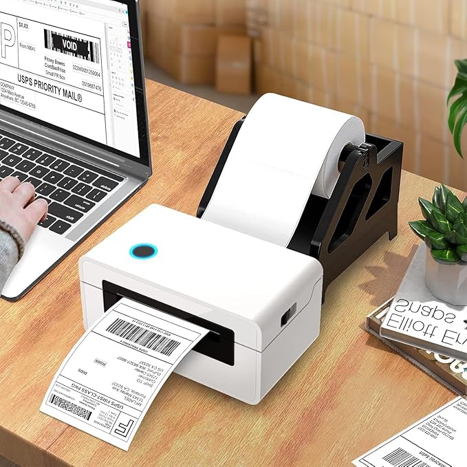 Roll 4 x 6 inch - 500 Thermal Labels Direct White Strong Adhesive Perforated Postage Shipping Printer Compatible with Zebra SNBC Epson Rollo (500 Labels, 1 Roll)