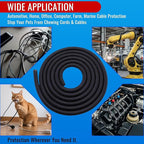 Flauzmann 1/2" Braided Cable Sleeve - 10Ft Cat Cord Protector Split Wire Loom Tubing Flexible Self Wrapping for USB, Audio, Automotive Cord, Dog Chew Proof Cable Protector - Black