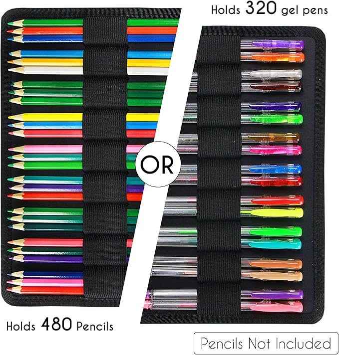 YOUSHARES 480 Slots Colored Pencil Case - Big Capacity Pen Case Organizer with Multilayer Holder large Colored Pencil Case (Purple Pink Rose)