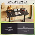 DEVAISE 48 x 24 Inches Standing Desk, Whole-Piece Desktop Electric Standing Desk with Adjustable Height,Cable Holes, 3-Preset Memory Sit Stand up Desk, One-Piece Computer Desk for Home, Office (Black)
