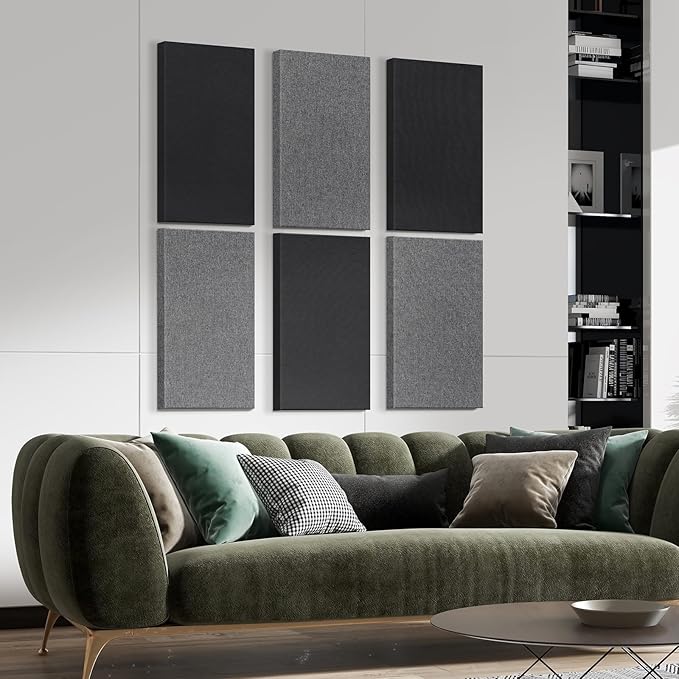 23.62" X 11.81" X 2" Fiberglass Wall Panel, 4 Pack Acoustic Panels, Acoustic Panels Sound Absorbing for Office, Studio, Home Theatre - Heather Grey