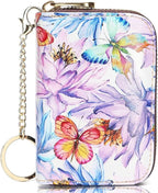 APHISON RFID Credit Card Holder Wallets for Women Leather Zipper Card Case for Ladies Keychain Wallet