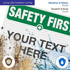 Custom Safety First Sign, OSHA Sign, 24x30 Inches, 3M EGP Reflective .080 Aluminum, Fade Resistant, Indoor/Outdoor Use, Made in USA