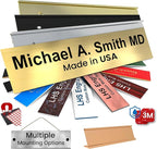 Engraved Name Plates for Door Sign Personalized Brushed Brass Plastic Plaque with Black Letters - Made in USA 2x4 M6