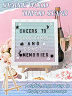 Changeable Felt Letter Board with LED Lights - 10×10" Message Custom Signs & Wood Stand & 450 Letters, Poster Board for Valentine's Day/Baby/Pregnancy Announcement/Classroom Wall Decor Gifts, Gradient