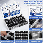 JORREP 322PCS Black Cable Clips R-Type Nylon Wire Clips Assortment Kit 6 Sizes 3/16" 1/4" 3/8" 1/2" 3/4" 1" Cable Clamps with M4 Screws for Wire Managemen, Office, Garage