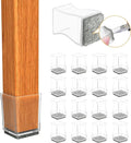 Clear Square Chair Leg Protector for Hardwood Floors, 16Pcs Silicone Furniture Legs Caps to Prevent Floor from Scratches and Reduce Noise, Easy to Move(1 1/4 Inch)
