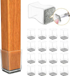 Clear Square Chair Leg Protector for Hardwood Floors, 16Pcs Silicone Furniture Legs Caps to Prevent Floor from Scratches and Reduce Noise, Easy to Move(1 1/4 Inch)