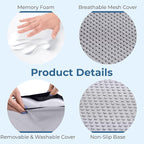 5 STARS UNITED Seat Cushion for Tailbone Pain Relief – Memory Foam Cushion for Coccyx, Hip, Hemorrhoid, Sciatica & Post-Surgery Recovery – Wheelchair, Car, Desk, Gaming & Office Chairs, L Gray