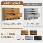 Lucundm Key Holder Wall Mount, Mail Holder with Storage Drawer and 6 Key Hooks for Coat, Dog Leash, Home Decor Rack, House Accessories, Entry Way Organizer