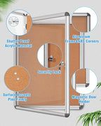 Mifuro 2 Pack 38"x28" Enclosed Bulletin Board, Lockable Weather-Resistant Aluminum Cork Noticeboard for School & Office, Silver Frame w/Cork