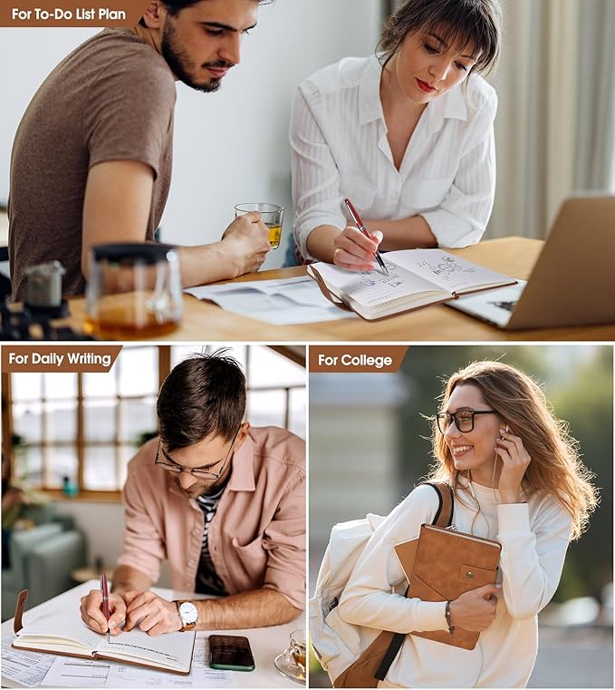 A5 Lined Leather Journal Notebook,Hardcover Journal Set with Pen and Gift Box,100Pages 100gsm Thick Ruled Paper Daily Diary for Men Women School,Travel,Business,Work,Writing 5.9" X 8.4"