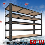 ROOMFAVE 3500LBS Garage Shelving 60" W Metal Shelving 72" H Storage Shelves Heavy Duty 5 Tier Adjustable Shelving Unit for Storage Rack Pantry Shelf Commercial,60" W x 18" D x 72" H,2PC