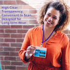 Marspark 100 Sets Clear Name Tags with Lanyard, Lanyards for ID Badges Reusable Strap with ID Holder Plastic Name Badges for Adults Business School Church Conference (Dark Purple)