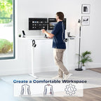 VIVO Electric 71 x 30 in Standing Desk, Memory Height Adjustment, 1B Series, Holds 220 lbs, White Top White Frame, DESK-KIT-1W7W