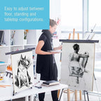 U.S. Art Supply 70" High Boardroom XL Black Aluminum Flip Chart Easel & Presentation Stand (6 Pack) - Adjustable Floor/Tabletop, Portable Tripod, Holds 45 lbs, for Chart Paper, Poster Boards, & Pads