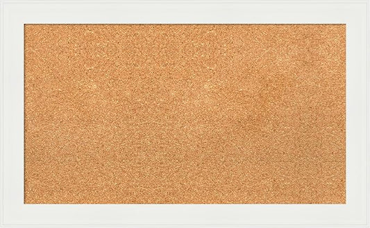 Amanti Art Natural Cork Board for Wall, 19x31 Vision Board with White Frame, Medium Corkboard Office Decor for Home Organization, Casual Corkboard Pinboard to Display Items for Home Organization in