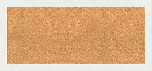 Amanti Art Natural Cork Board for Wall, 21x45 Vision Board with White Frame, Oversize Corkboard Office Decor for Home Organization, Casual Corkboard Pinboard to Display Items for Home Organization in