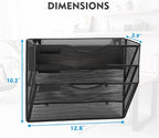 EASEPRES Magnetic 3 Pocket Mesh Hanging Wall File Organizer, Wall Mounted Mail Paper Document Folder Holder, Clipboard Storage Magazine Rack with Nametag Label for Office Home School, Black