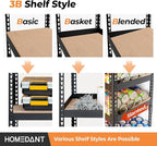 HOMEDANT 35.9" W 5 Tier Heavy Duty Garage Shelving Adjustable Metal Rack Storage Shelves Standing Shelf Unit Organizers Pantry Closet Black 1Pack
