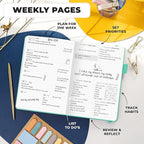 Clever Fox Planner Premium Edition – Undated Luxurious Weekly & Monthly Planner to Increase Productivity and Hit Your Goals – Organizer – Start Anytime, A5, Lasts 1 Year, Light Turquoise (Weekly)