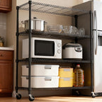 M MZG 4 Tiers Shelf 1400 lbs Steel Storage Shelving Utility Shelving Unit Steel Organizer Wire Rack for Home,Kitchen,Office,Garage Black 17.7" D x 47.2" W x 62.7" H