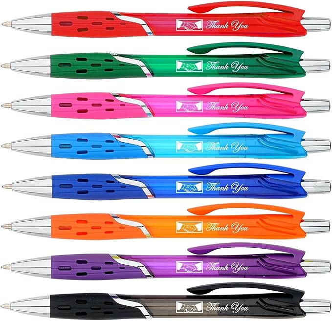 SyPen Personalized Ballpoint Pens With your Custom Logo or Text-300 Pack Bulk-for Businesses, Parties, and Events, Custom Printed, Vivid Colored Translucent Barrel, Click Pens, Black Ink, Red Pens