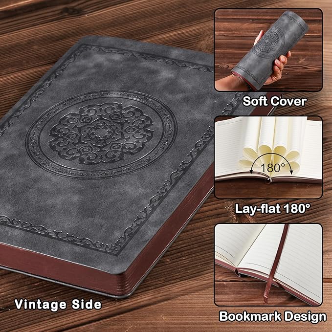2025 Leather Vintage Journal Notebook,300 Pages,Leather Softcover Lined Journal Notebooks for Women Men,Notebook Journals for Writing Travel,Business,Office,7.1'' X 9.8''